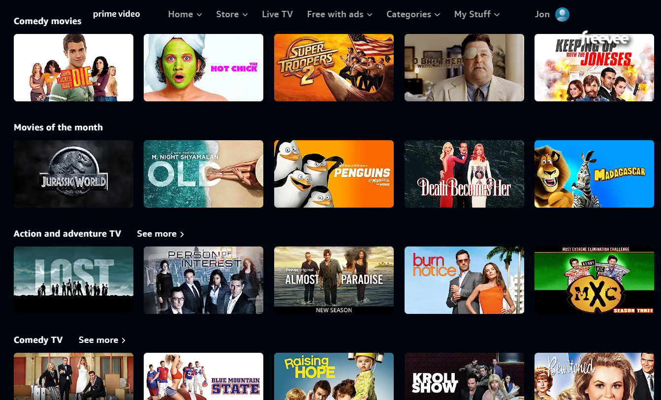 free movies and TV at Amazon Freevee